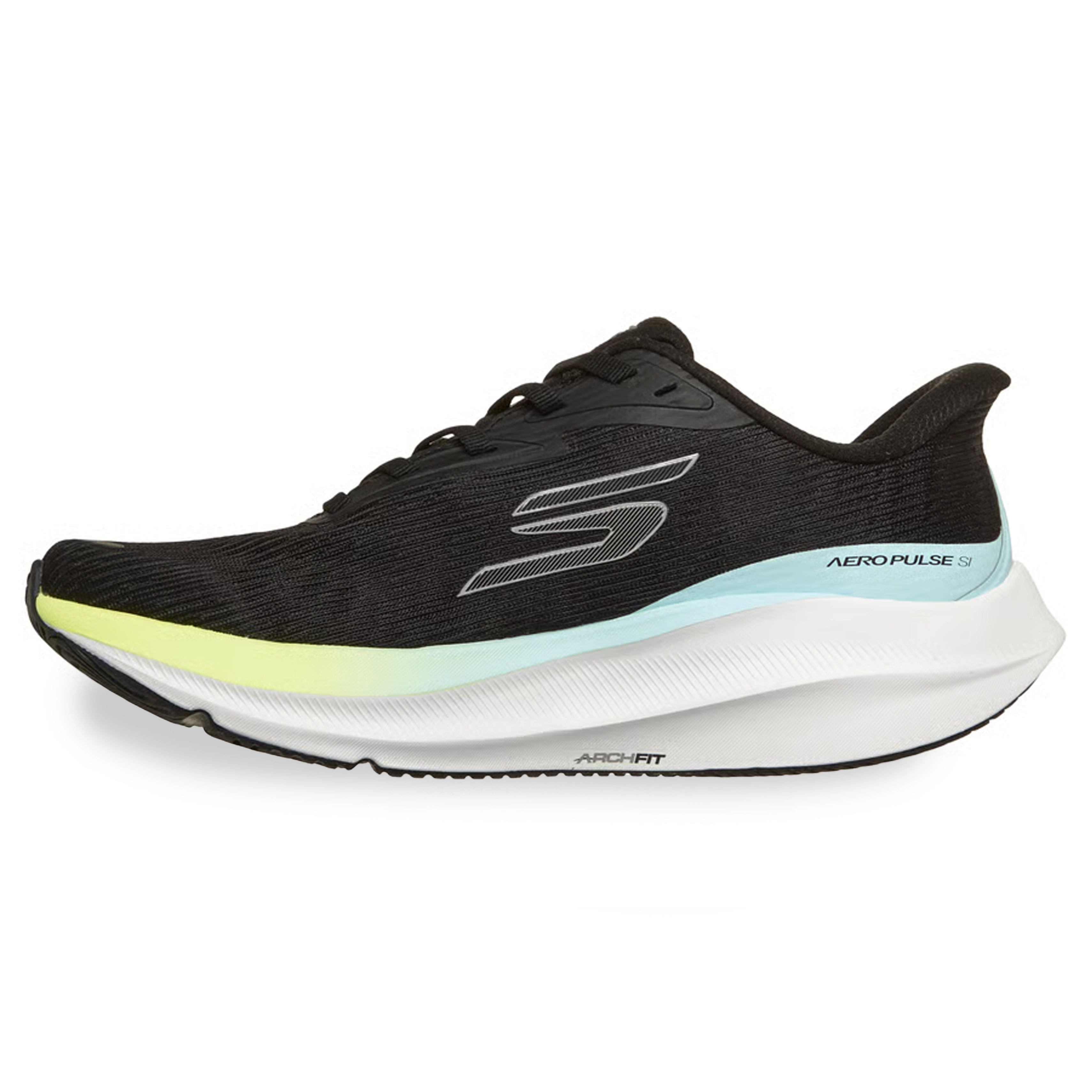Tênis Running Skechers Skx Aero Pulse Feminino Preto vista frontal para ajuste e conforto